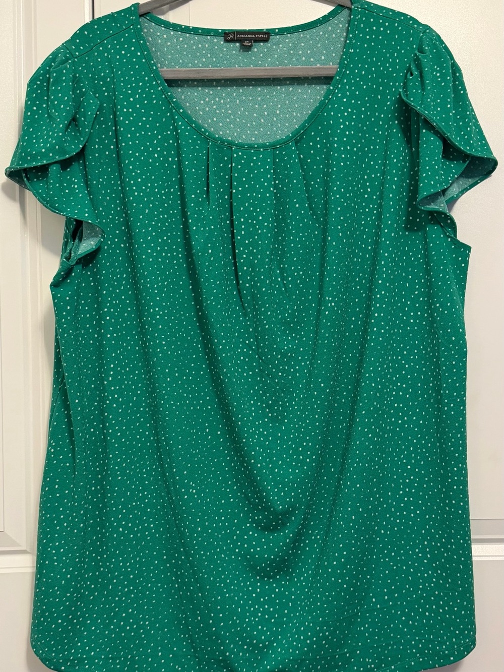 Adrianna Papell Green Dot Ruffle Sleeve Blouse